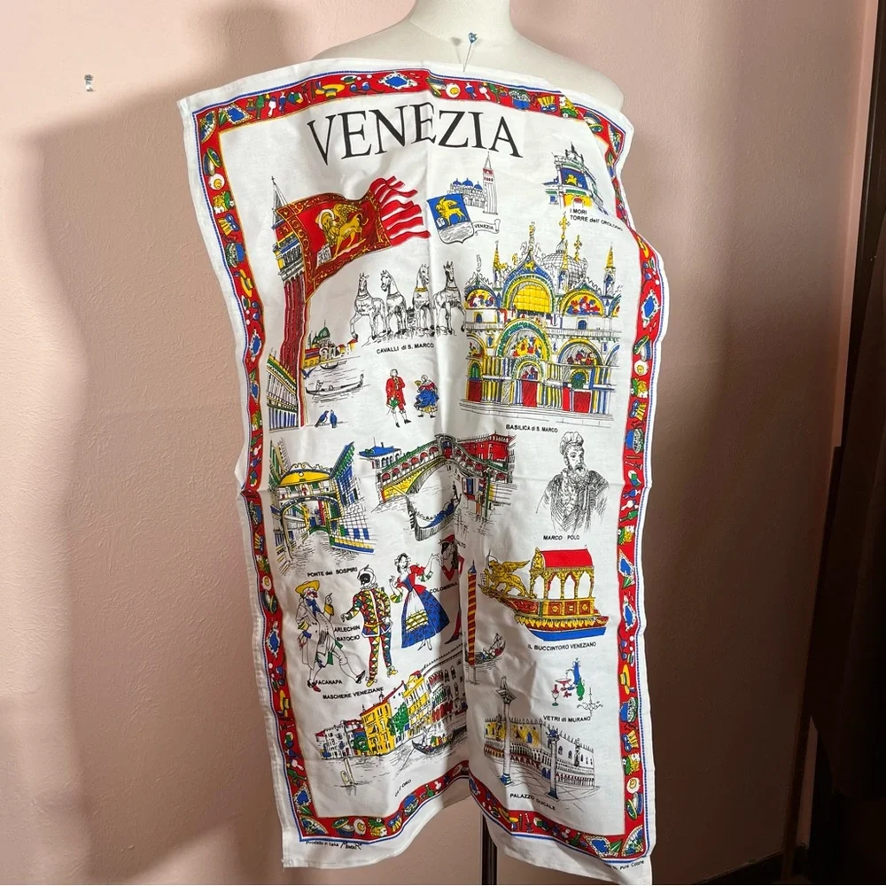 Vintage MCM Venezia Venice Italy souvenir travel Tea towel